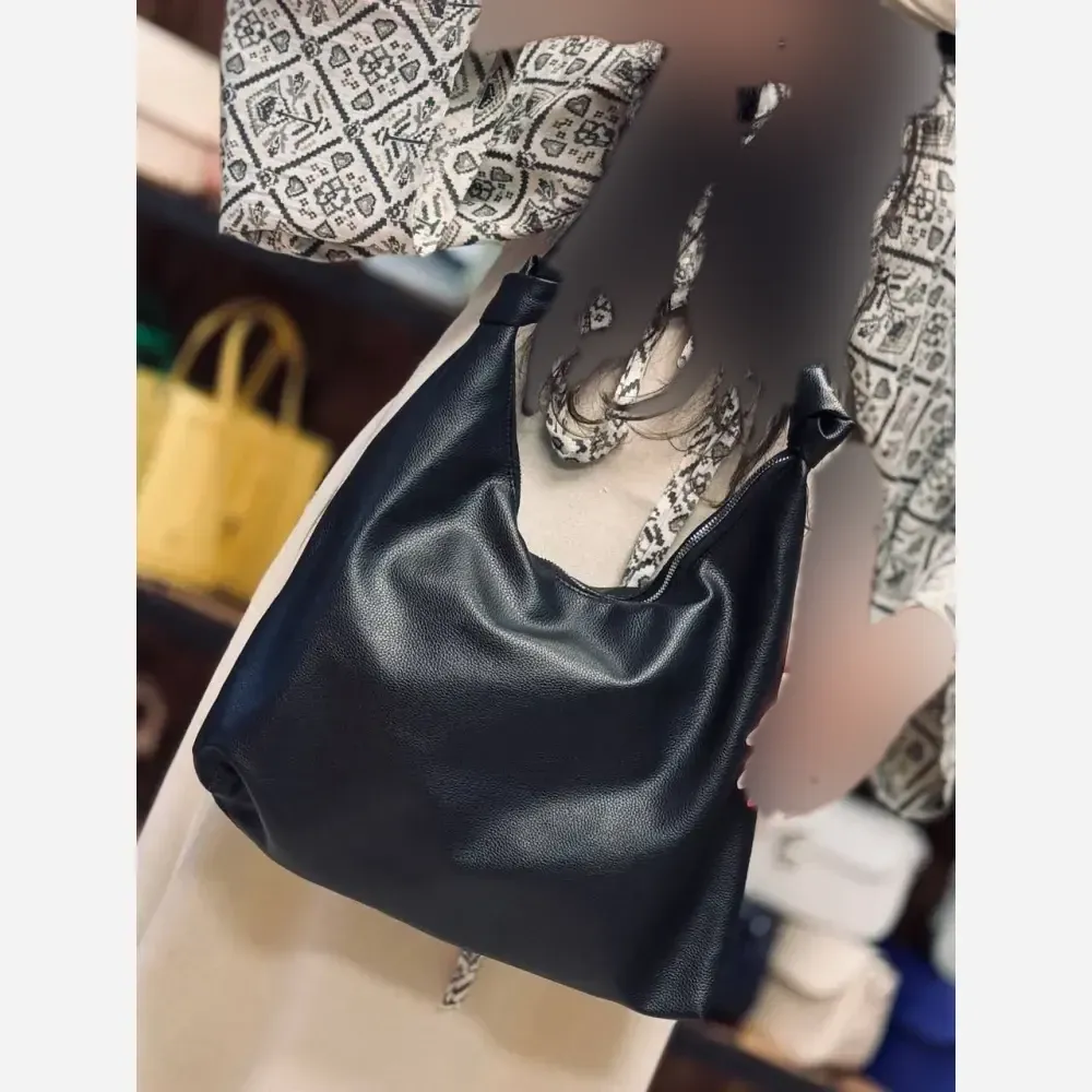 کیف چرم بند گره ای زنانه مشکی موکا سبک جادار با کیفیت 30*40 سانت