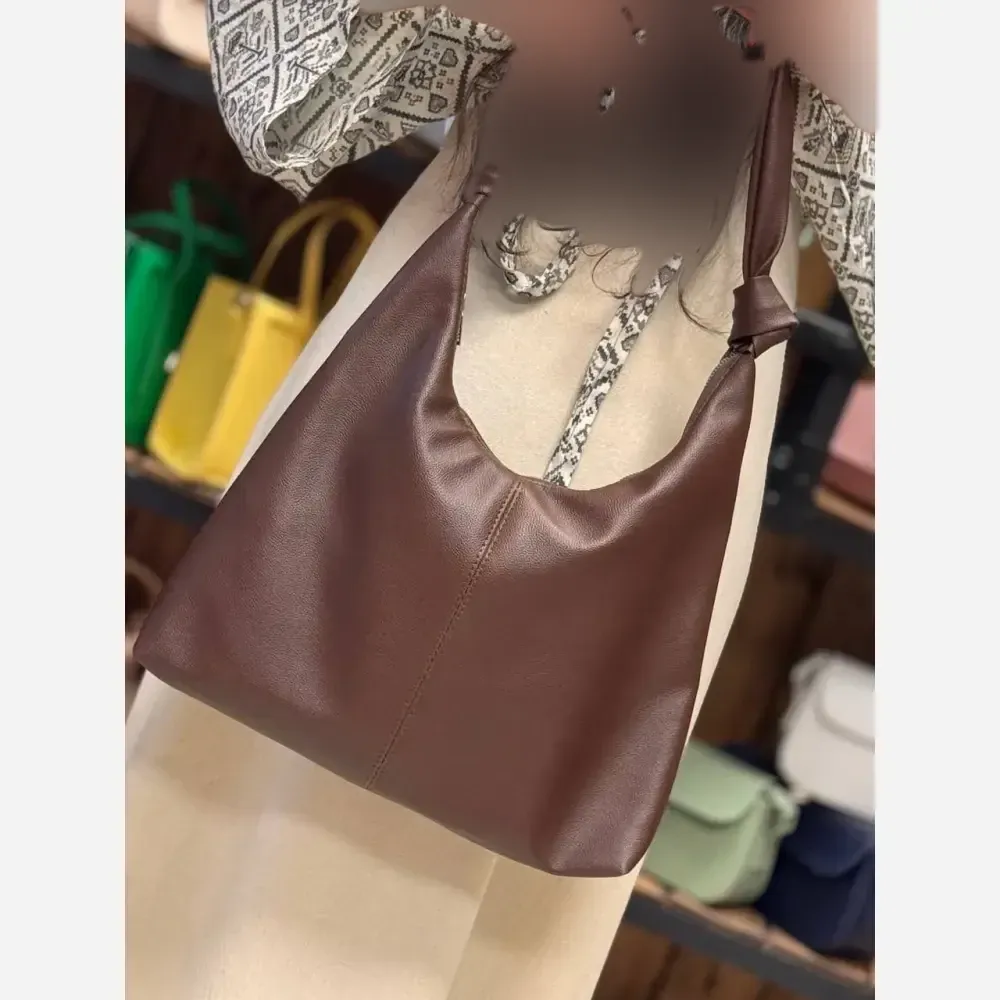 کیف چرم بند گره ای زنانه مشکی موکا سبک جادار با کیفیت 30*40 سانت