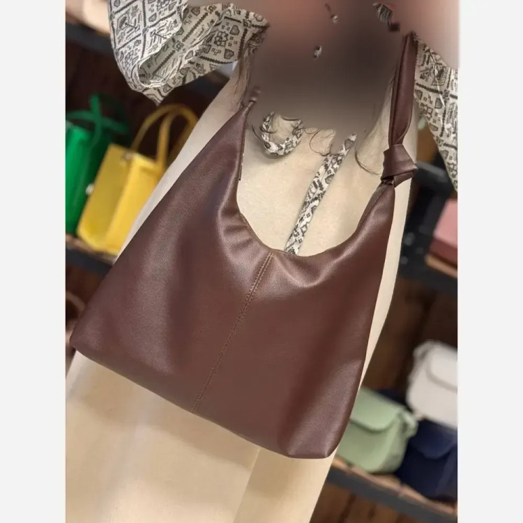 کیف چرم بند گره ای زنانه مشکی موکا سبک جادار با کیفیت 30*40 سانت