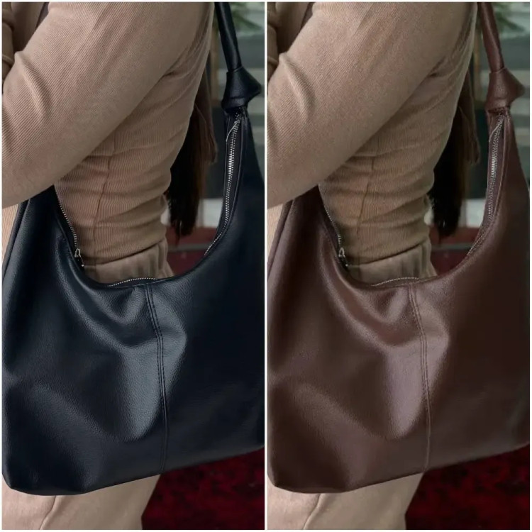 کیف چرم بند گره ای زنانه مشکی موکا سبک جادار با کیفیت 30*40 سانت
