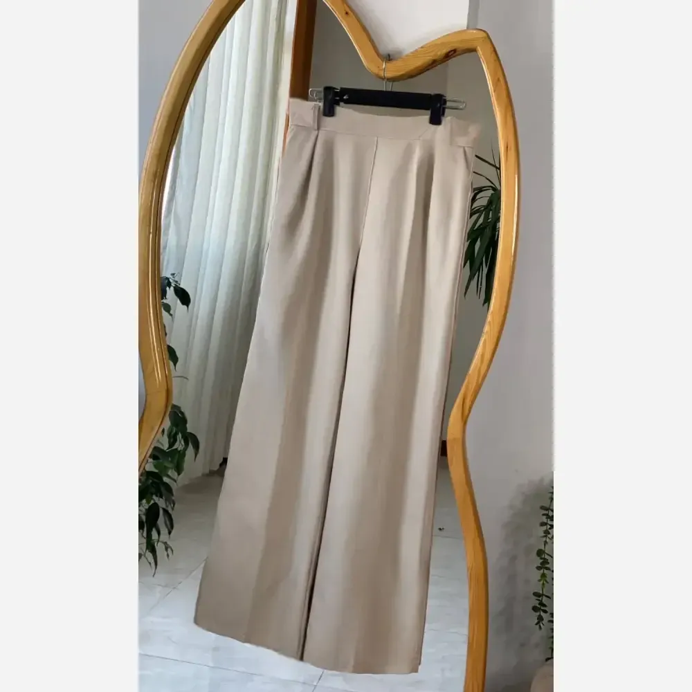 شلوار بگ تنسل میله ای زنانه رنگ قهوه ای مشکی کرم سایز 44 تا 50