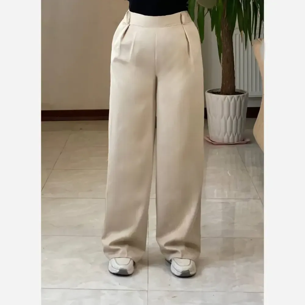 شلوار بگ تنسل میله ای زنانه رنگ قهوه ای مشکی کرم سایز 44 تا 50