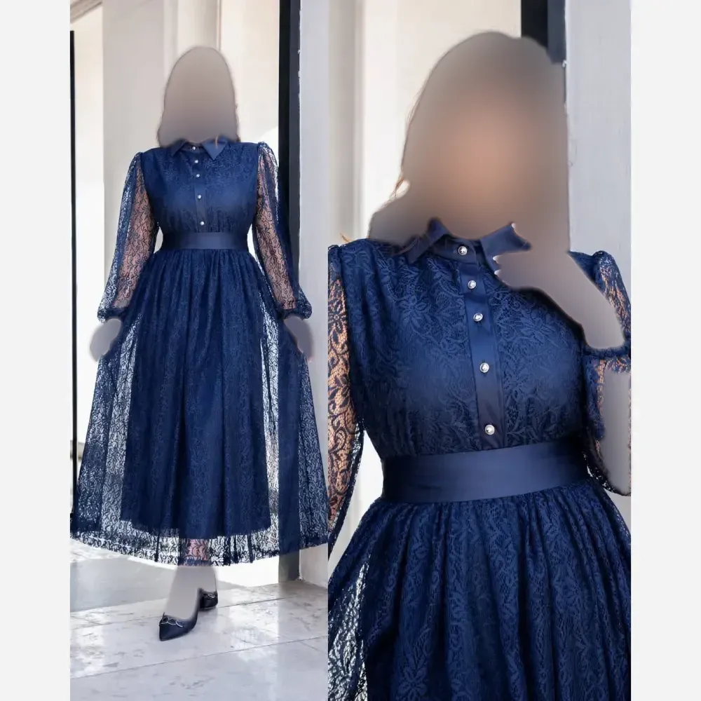 پیراهن زنانه جنس گیپور آستر دار بلند کمربند دار مدل شهرزاد