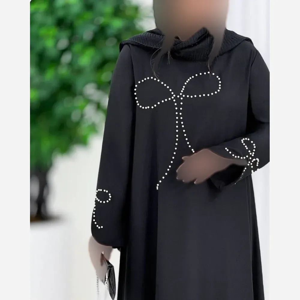عبا نازبانو زنانه مشکی الیزه فری سایز قد 135 سانت دور سینه 120 سانت دوخت مزونی کیفیت عالی
