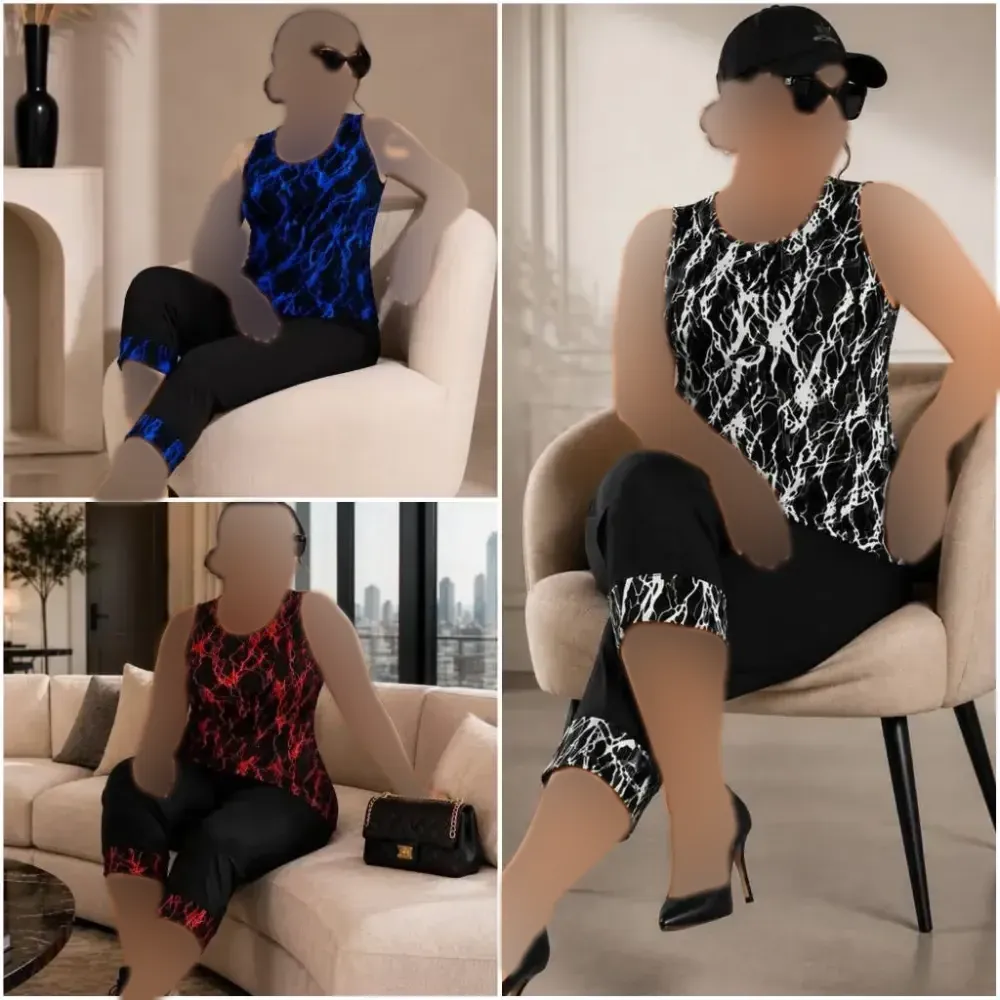تاپ و شلوارک زنانه ویسکوز الیزه کش سایز فری 38 تا 48