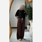 ست تیشرت شلوار پلنگی میو میو مازراتی درجه یک فری سایز قهوهای مشکی