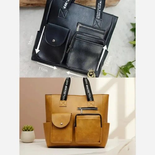 کیف اسپرت دانشجویی مدل اف وایت چرم صنعتی بزرگ جادار ابعاد 31*33 رنگ خردلی مشکی