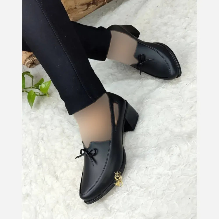 کفش طبی مجلسی زنانه مدل پرستو چرم مشکی پاشنه 5 سانت سایز 37 تا 41