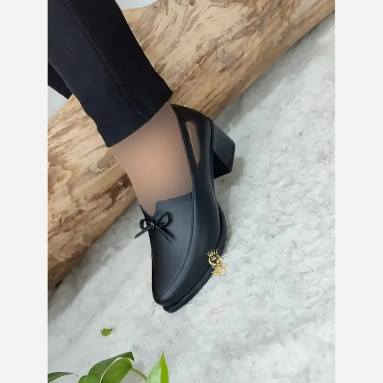 کفش طبی مجلسی زنانه مدل پرستو چرم مشکی پاشنه 5 سانت سایز 37 تا 41