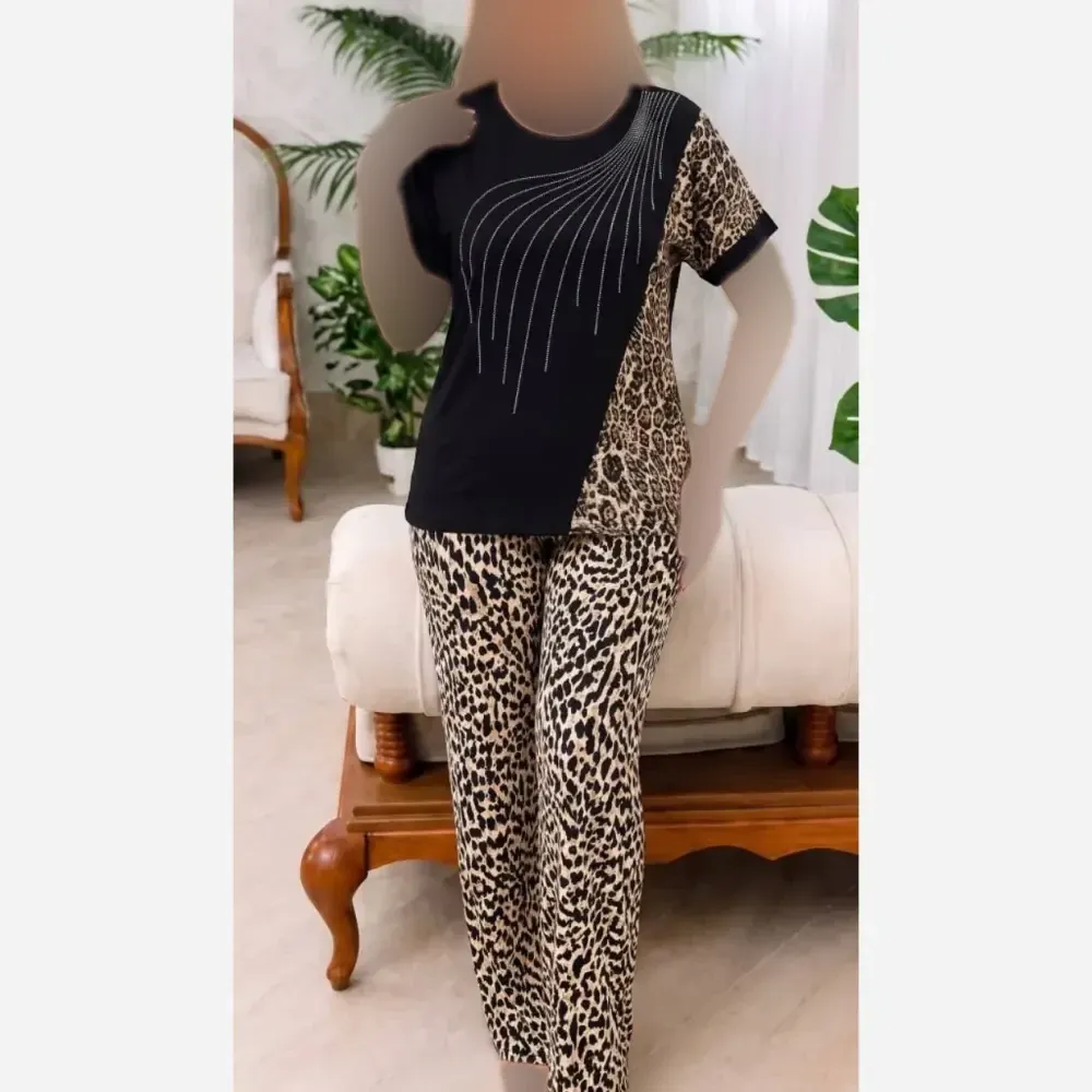 ست وانیل ویسکو الیزه فول کش رنگ پلنگی روشن و تیره سایز فری 38 تا 48