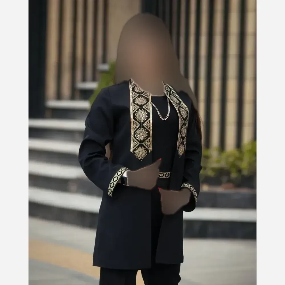 کت شلوار بهدوخت پرشین مکانیک فری سایز طلایی نقره ای