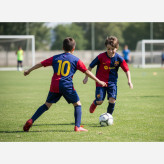 ست لباس فوتبال بچگانه طرح بارسلونا تیشرت و شورت ورزشی پسرانه رنگ قرمز و سرمه ای