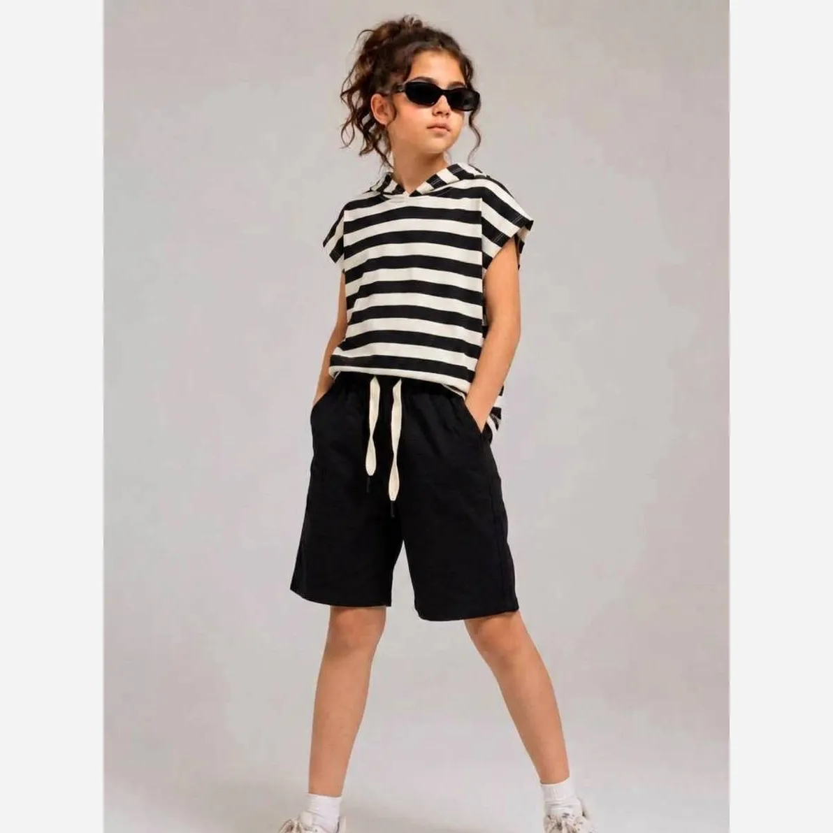 ست وست و شلوارک پنبه ترک دخترانه و پسرانه سایز 2 تا 14 سال مادرفرزندی