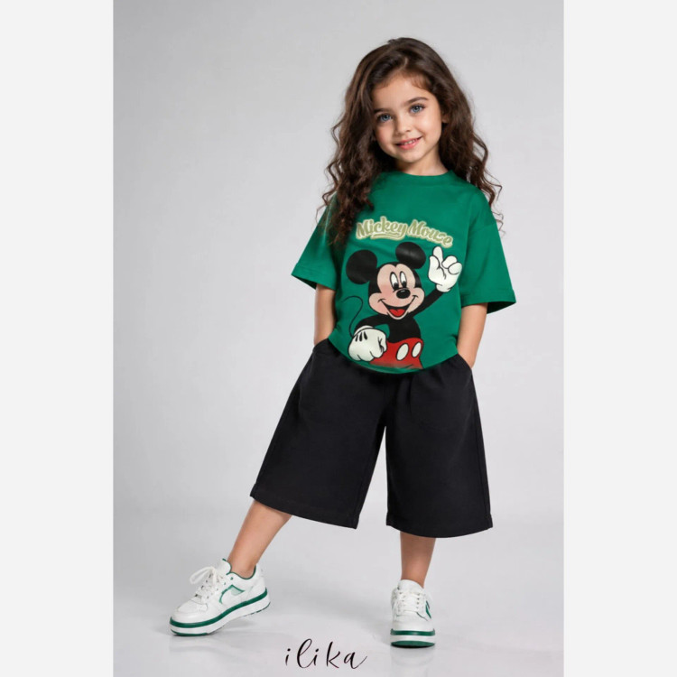 ست تیشرت و شلوارک اسپرت دخترانه و پسرانه پنبه و کتان سایز 40 تا 55