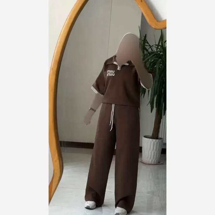 ست پولوشرت و شلوار کارتیر پلاس میو میو مانلی فری سایز رنگ بندی متنوع