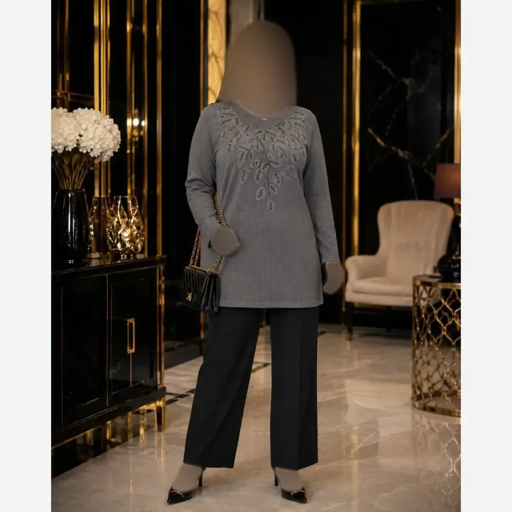 تونیک زنانه صدف کریشه درجه یک نگین دار