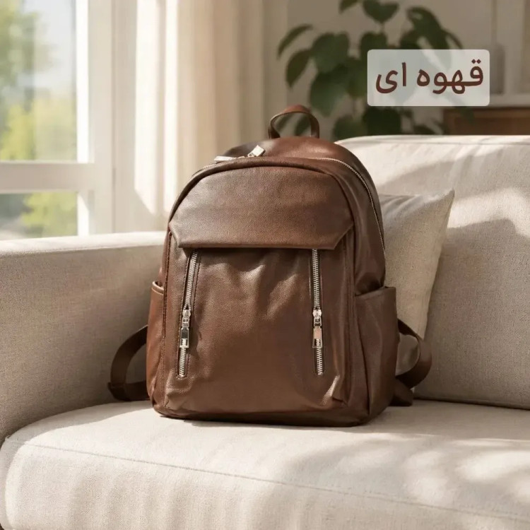 کوله پشتی اسپرت چرمی مدل شهرناز مناسب مدرسه و دانشگاه