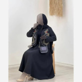 کت و دامن زنانه مازراتی گلدوزی شده مشکی مدل ثمر فری سایز