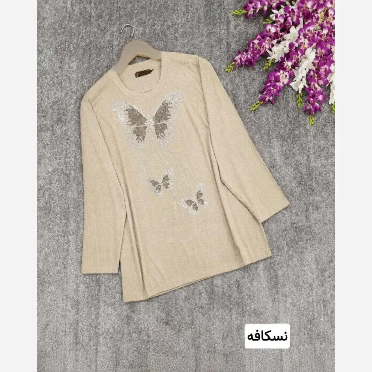 تونیک زنانه پروانه نگیندار جنس کریشه درجه یک سایز بزرگ