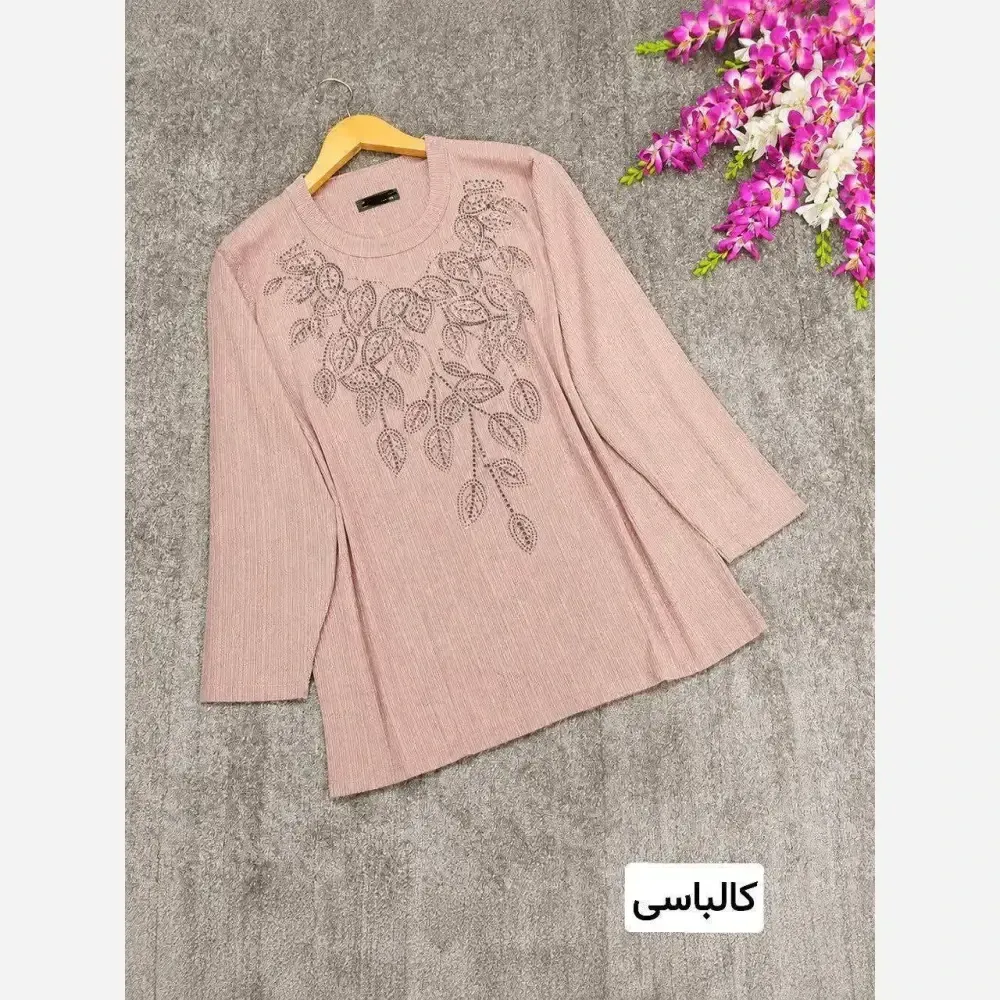 تونیک زنانه صدف کریشه درجه یک نگین دار