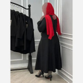 کت و دامن زنانه مازراتی گلدوزی شده مشکی مدل ثمر فری سایز