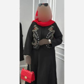 کت و دامن زنانه مازراتی گلدوزی شده مشکی مدل ثمر فری سایز