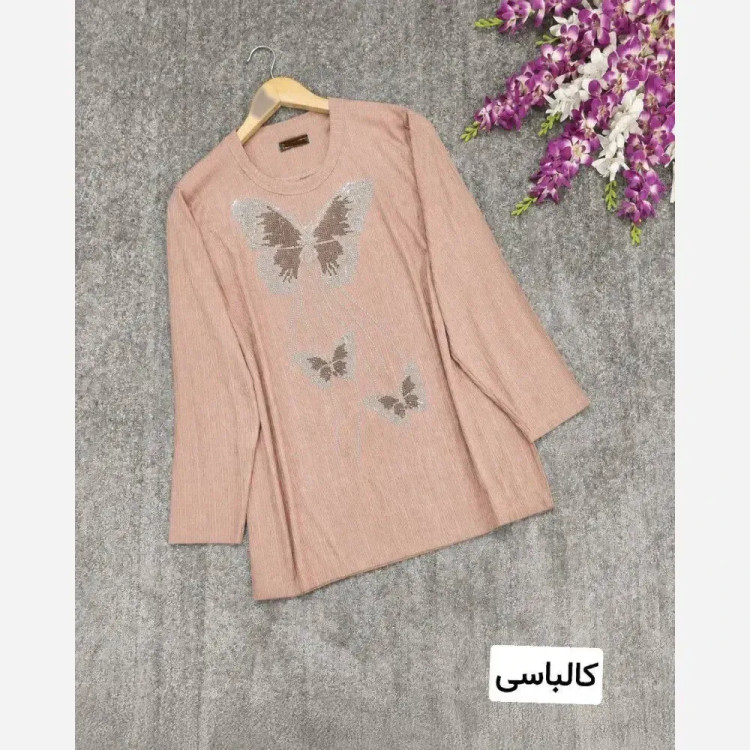تونیک زنانه پروانه نگیندار جنس کریشه درجه یک سایز بزرگ