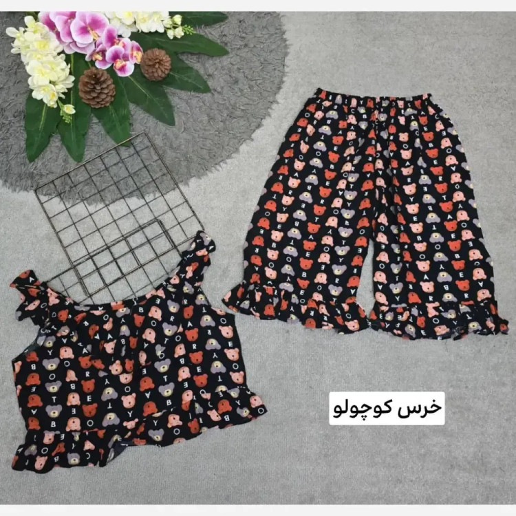ست تاپ و شلوارک نخی مدل ماریا فری سایز 36 تا 46