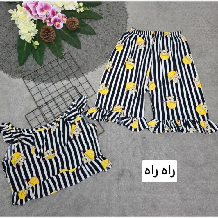 ست تاپ و شلوارک نخی مدل ماریا فری سایز 36 تا 46
