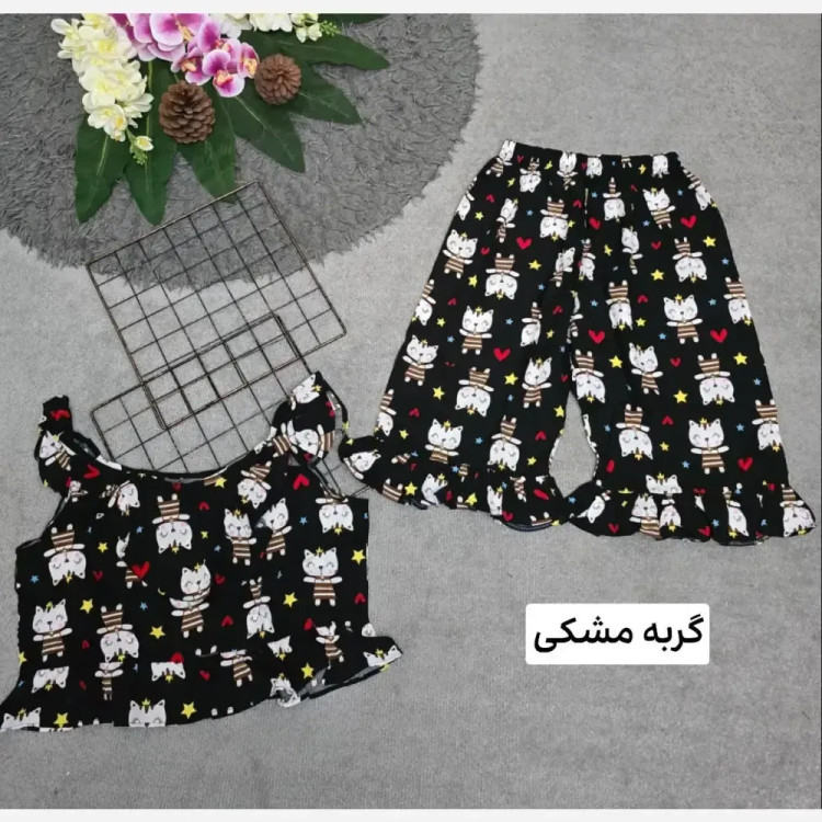 ست تاپ و شلوارک نخی مدل ماریا فری سایز 36 تا 46