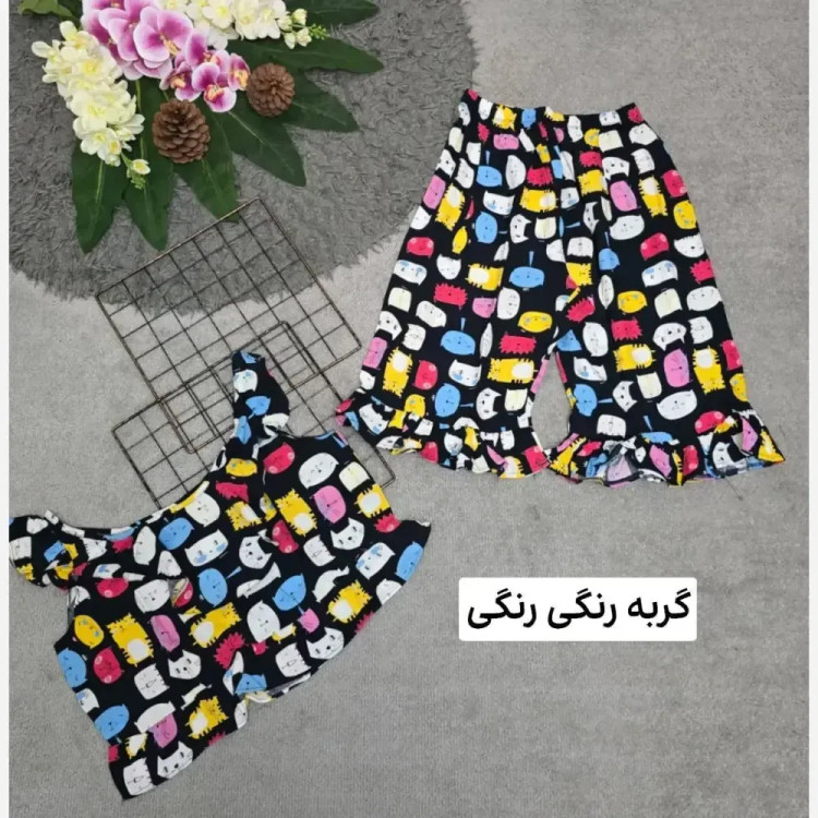 ست تاپ و شلوارک نخی مدل ماریا فری سایز 36 تا 46