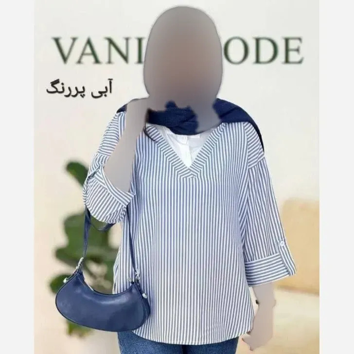 شومیز لیلی داکرون نخ آبی فری سایز 36 تا 44