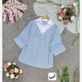شومیز لیلی داکرون نخ آبی فری سایز 36 تا 44