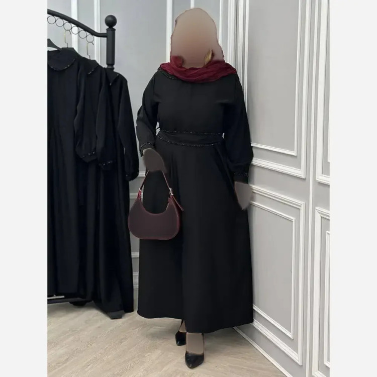 پیراهن زنانه الیزه مشکی طرح کریستال فری سایز 38 تا 46
