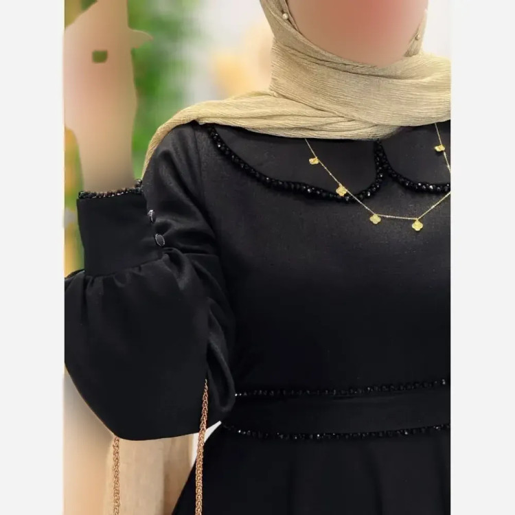پیراهن زنانه سوگلی جنس الیزه رنگ مشکی سایز فری 38 تا 46