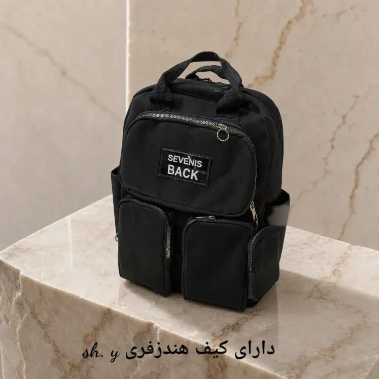 کوله پشتی هندزفری دار دانشجویی و روزمره جنس نانسی پشت زیپ مشکی