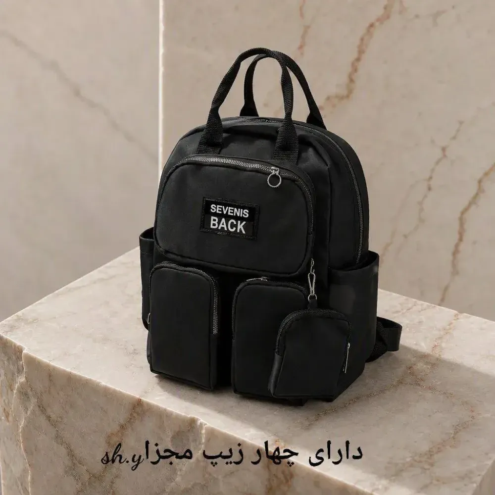 کوله پشتی هندزفری دار دانشجویی و روزمره جنس نانسی پشت زیپ مشکی