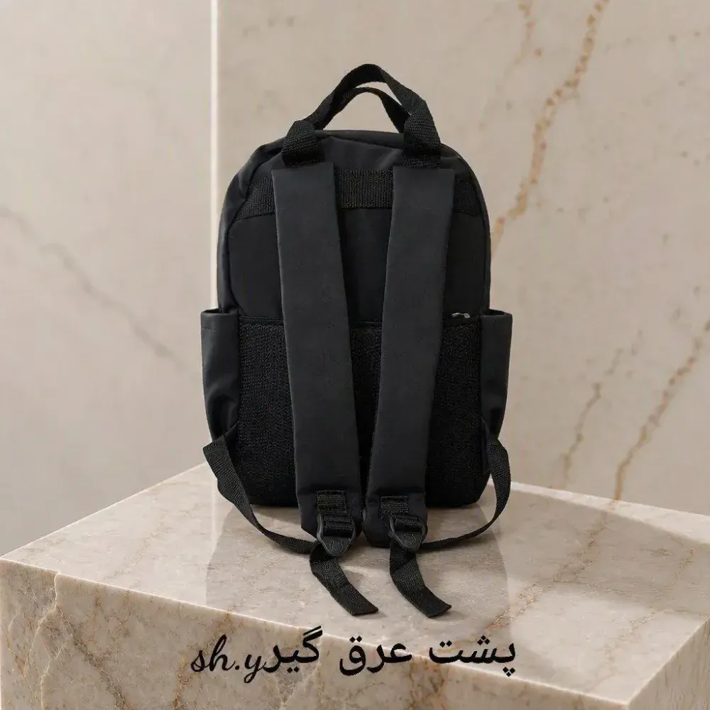 کوله پشتی هندزفری دار دانشجویی و روزمره جنس نانسی پشت زیپ مشکی