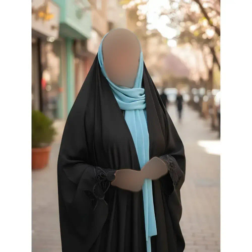 چادر جده گلدوزی کن ندا مشکی در سایزهای 150 تا 170