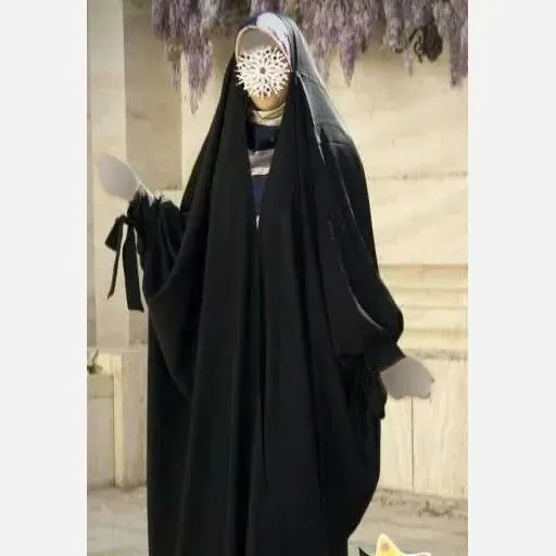 چادر جده پاپیونی کرپ حریر الاسود مشکی
