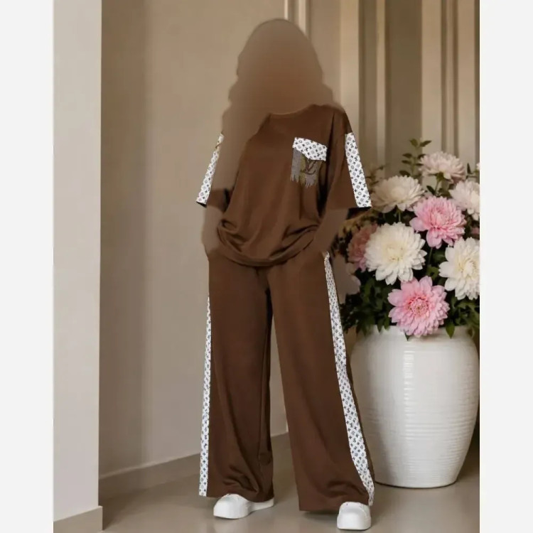ست تیشرت شلوار زنانه طرح لویی ویتون جنس گلکسی درجه یک فری سایز