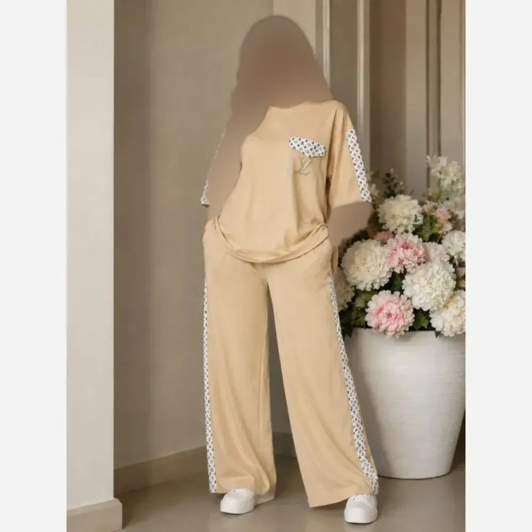 ست تیشرت شلوار زنانه طرح لویی ویتون جنس گلکسی درجه یک فری سایز