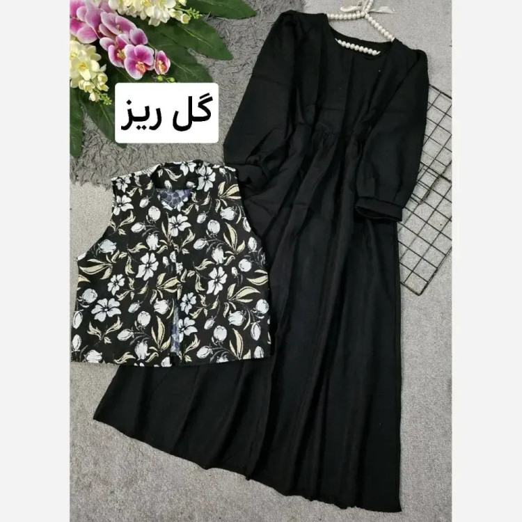 سارافون کرپ اندونزی و جلیغه سوزن دوزی دو تیکه مدل روزی فری سایز