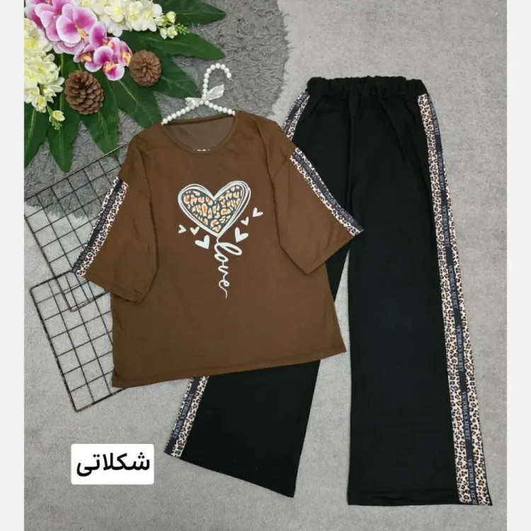 ست بلوبری پنبهتیشرت و شلوار فری سایز