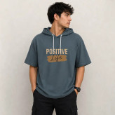 تی شرت مردانه کلاه دار پنبه ای طرح حروف مدل positive
