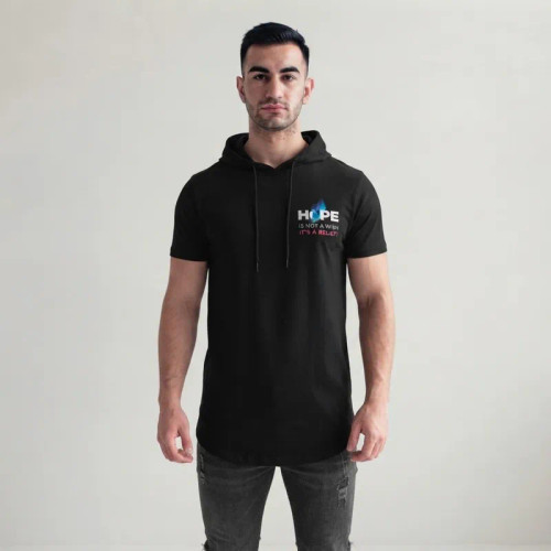 تی شرت مردانه آستین کوتاه الیاف نخی کلاه دار مدل HOPE جین وست