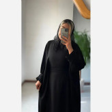عبای زنانه راحیل الیزه مشکی بلند ملیله دوزی شده آستین پلیسه فری سایز