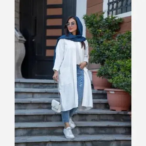 مانتو زنانه تابستانه مدل آیلی جنس بابوس درجه یک قد 109 تک سایز