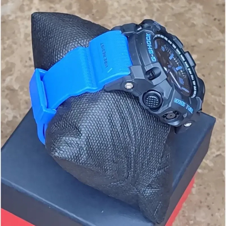 ساعت مچی عقربه ای دیجیتال جی شاک مدل CASIO G-SHOCK 5478 دوزمانه صفحه مشکی بند آبی