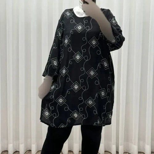 تونیک نخی زنانه سایز بزرگ مدل یافا فری سایز مناسب تا 56